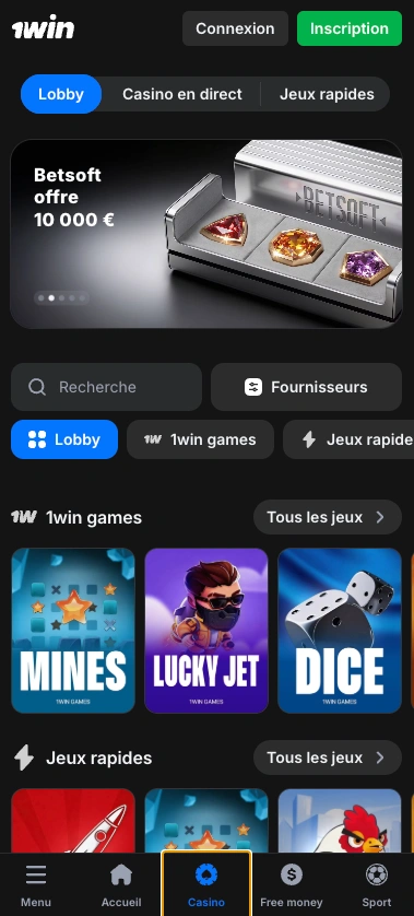 Jeux de casino 1win