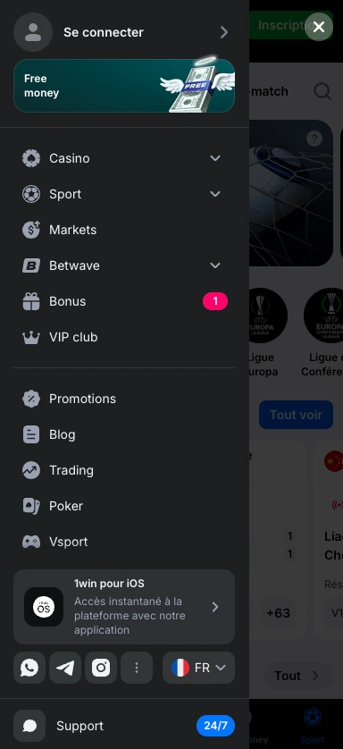 1win Android - capture d'écran 4